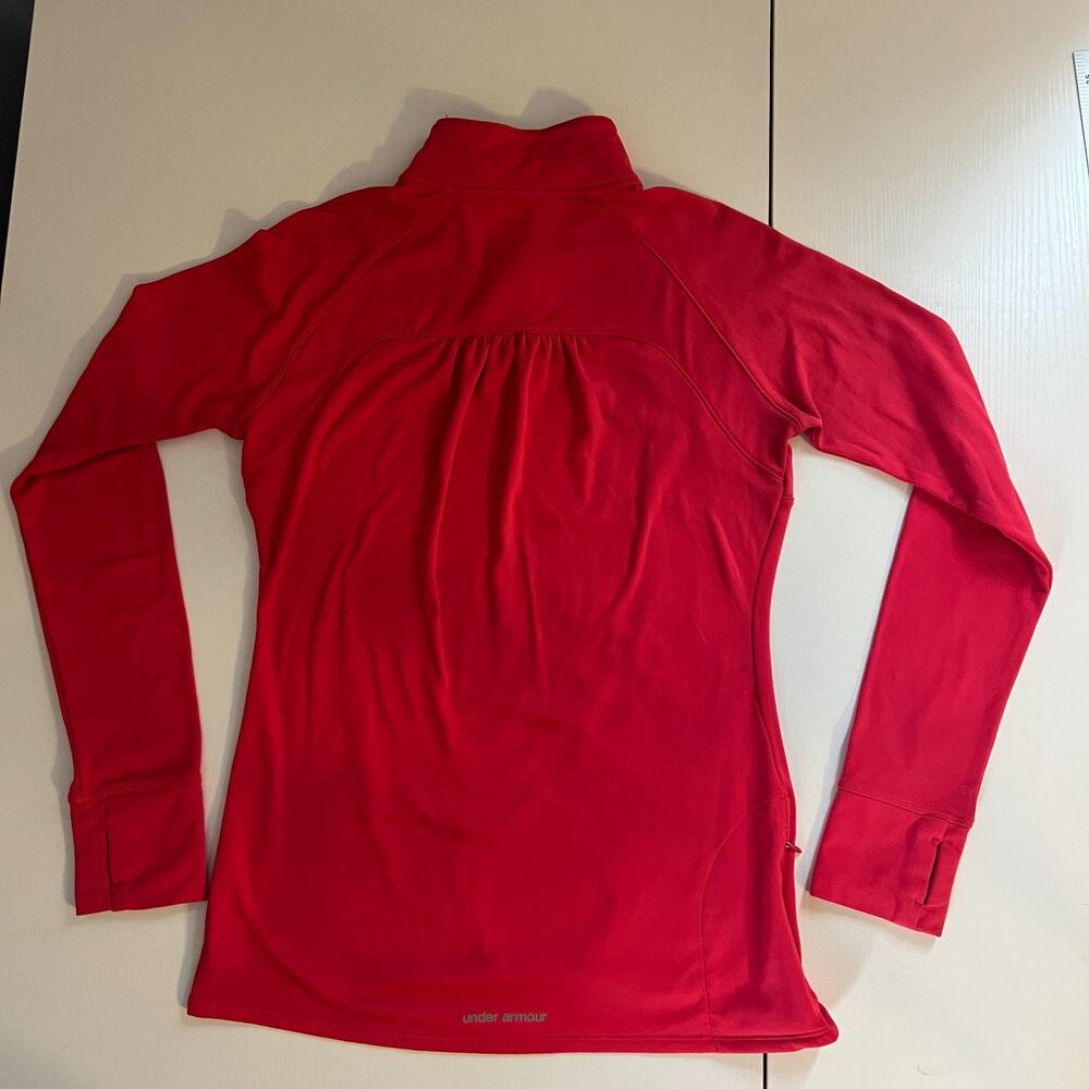 Under Armour All Season Gear Fitted 1/4 Zip Long Sleeve Thumbholes Large Red